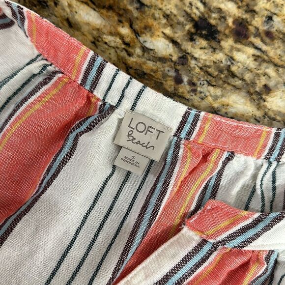 LOFT Beach Linen Cotton Blend Striped Sleeveless Swimsuit Cover Up Size S - Picture 3 of 6